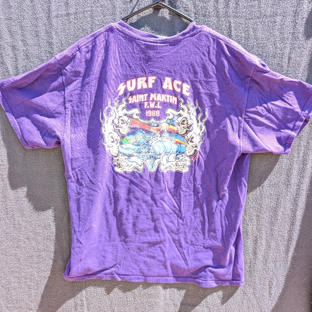 Vintage Surf Ace Saint Martin Purple T-shirt - Size large